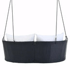 2-Person Rattan Woven Swing Chair with Ropes for Porch