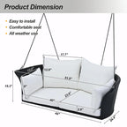 2-Person Rattan Woven Swing Chair with Ropes for Porch