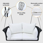 2-Person Rattan Woven Swing Chair with Ropes for Porch