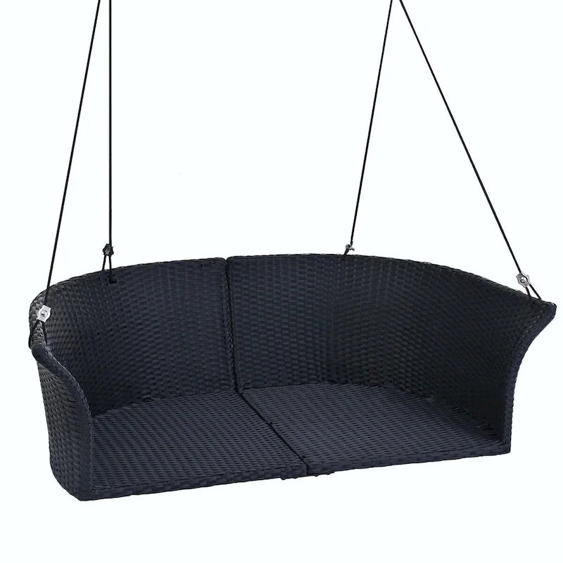 2-Person Rattan Woven Swing Chair with Ropes for Porch
