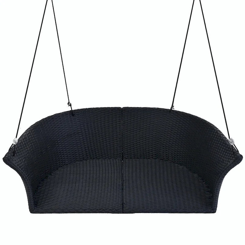 2-Person Rattan Woven Swing Chair with Ropes for Porch
