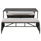 Outdoor Garden Loveseat and Convertible to Dining Table Set