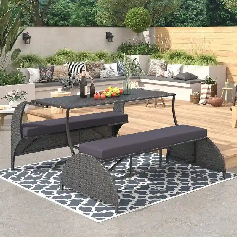 Outdoor Garden Loveseat and Convertible to Dining Table Set