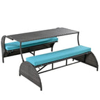 Outdoor Garden Loveseat and Convertible to Dining Table Set