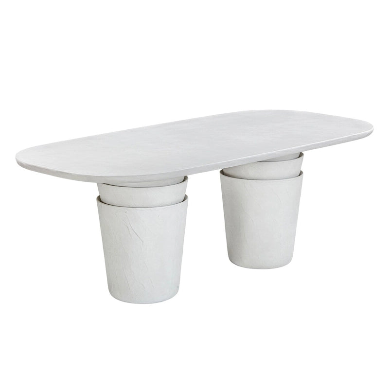 Margot Light Grey Faux Plaster Indoor/Outdoor Concrete 83 Oval Dining Table