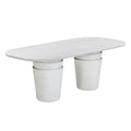 Margot Light Grey Faux Plaster Indoor/Outdoor Concrete 83 Oval Dining Table