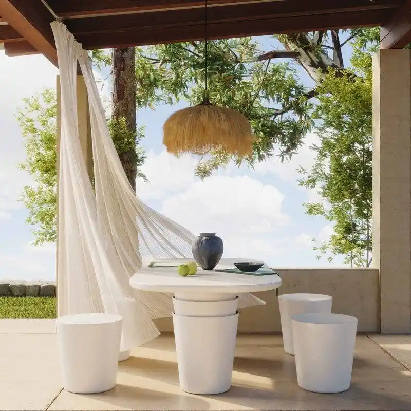 Margot Light Grey Faux Plaster Indoor/Outdoor Concrete 83 Oval Dining Table
