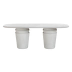Margot Light Grey Faux Plaster Indoor/Outdoor Concrete 83 Oval Dining Table
