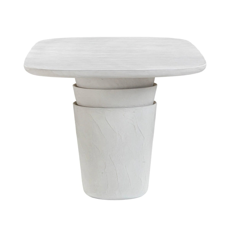 Margot Light Grey Faux Plaster Indoor/Outdoor Concrete 83 Oval Dining Table