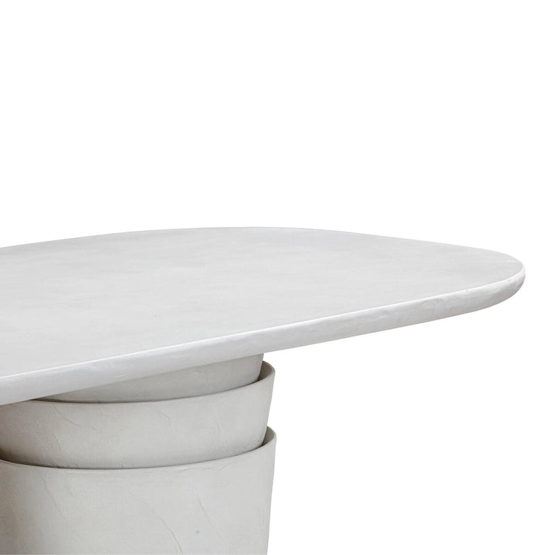 Margot Light Grey Faux Plaster Indoor/Outdoor Concrete 83 Oval Dining Table
