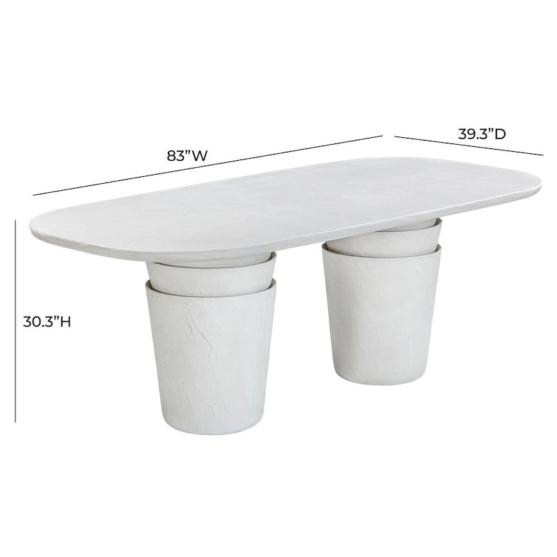 Margot Light Grey Faux Plaster Indoor/Outdoor Concrete 83 Oval Dining Table