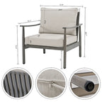 6-Piece Aluminum Patio Conversation Set, 2-Seat Outdoor Couch with Coffee Table and Cushions