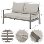 6-Piece Aluminum Patio Conversation Set, 2-Seat Outdoor Couch with Coffee Table and Cushions