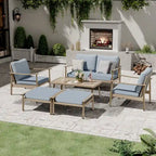 6-Piece Aluminum Patio Conversation Set, 2-Seat Outdoor Couch with Coffee Table and Cushions