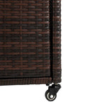 Outdoor Wicker Bar Cart,Patio Wine Serving Cart Wheels,Rolling Rattan Beverage Bar Counter Table Glass Top