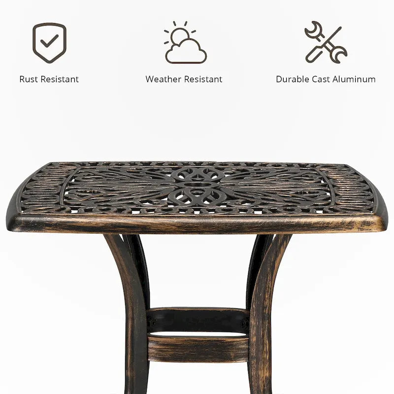 Square Garden Cast Aluminum Table