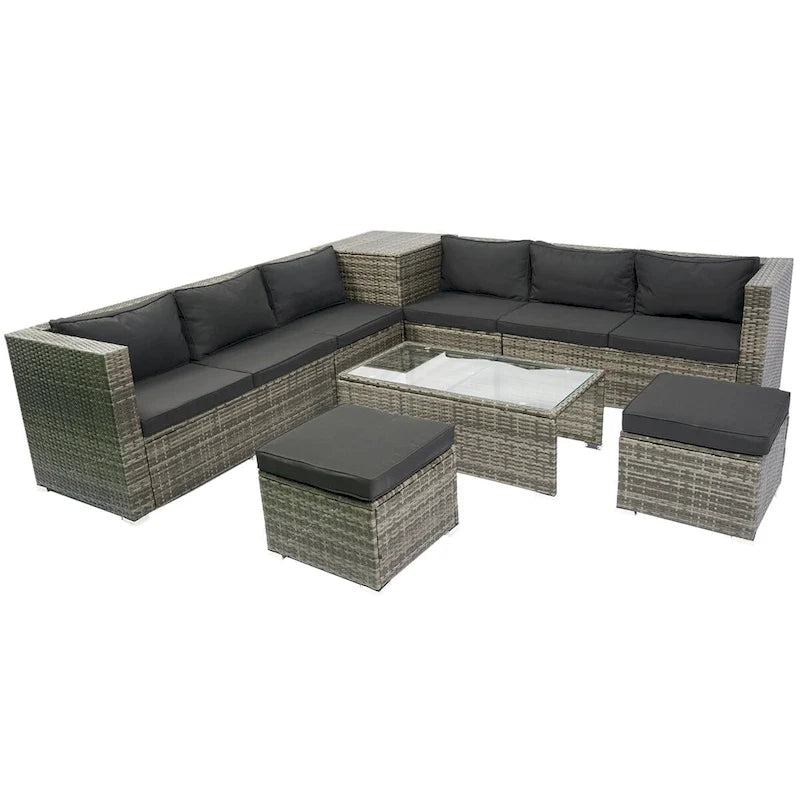 8 Piece Patio Sectional Wicker Rattan Outdoor Furniture Sofa Set