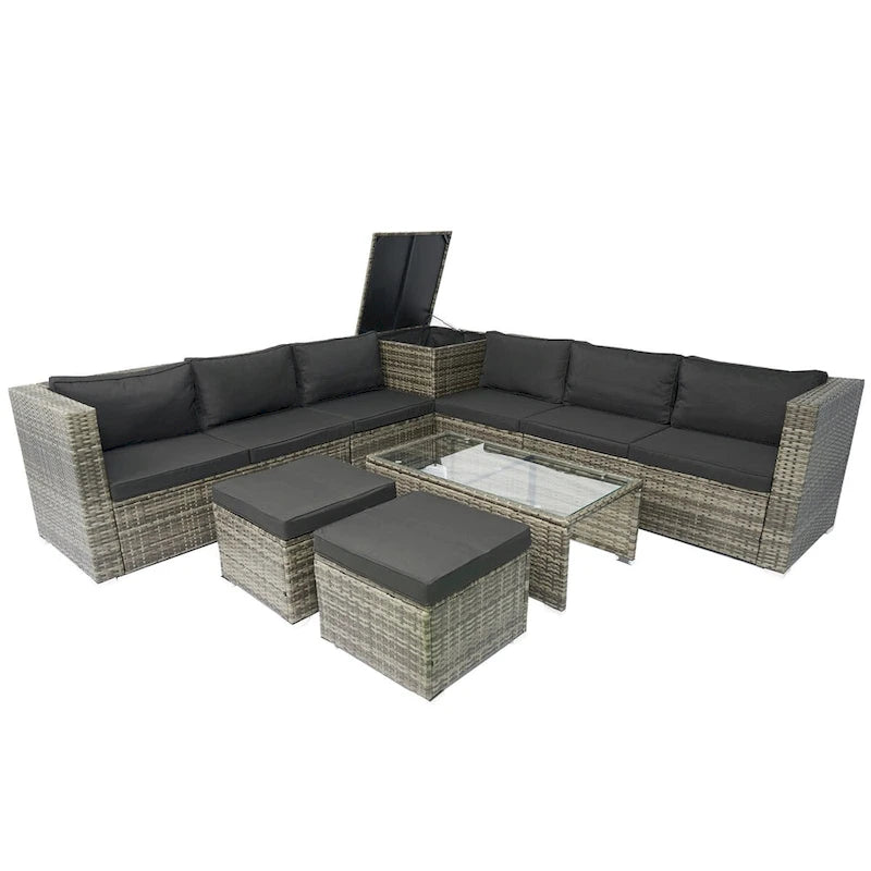 8 Piece Patio Sectional Wicker Rattan Outdoor Furniture Sofa Set