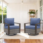 Gymojoy Outdoor Wicker Rattan Swivel Chair - Brown