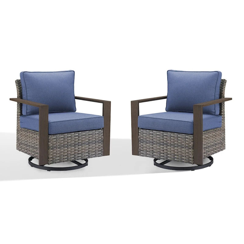 Gymojoy Outdoor Wicker Rattan Swivel Chair - Brown