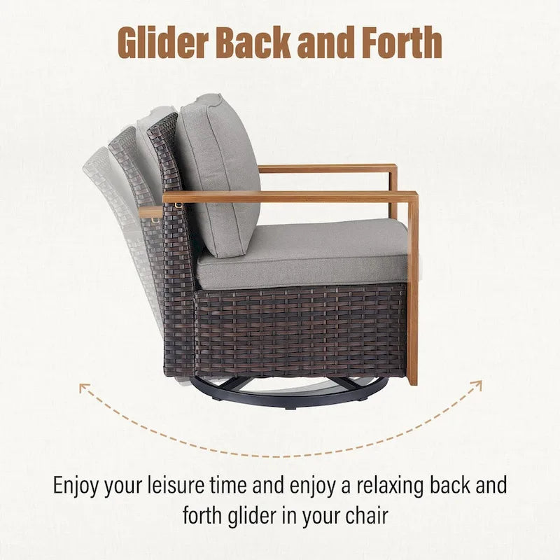 Gymojoy Outdoor Wicker Rattan Swivel Chair - Brown