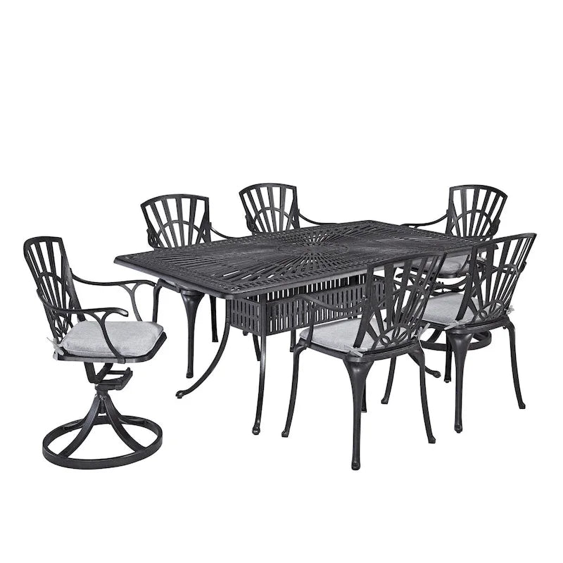 Grenada Charcoal Aluminum 7 Piece Outdoor Dining Set - 72 x 29 x 42