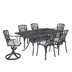 Grenada Charcoal Aluminum 7 Piece Outdoor Dining Set - 72 x 29 x 42