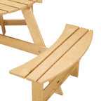 Outdoor 6 Person Picnic Table with 3 Built-in Benches and Umbrella Hole