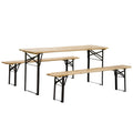 6' Portable Picnic Table and Bench Set, Outdoor Wooden Folding Camping Dining Table Set