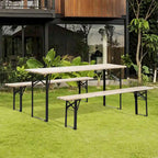 6' Portable Picnic Table and Bench Set, Outdoor Wooden Folding Camping Dining Table Set