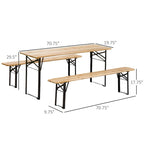 6' Portable Picnic Table and Bench Set, Outdoor Wooden Folding Camping Dining Table Set