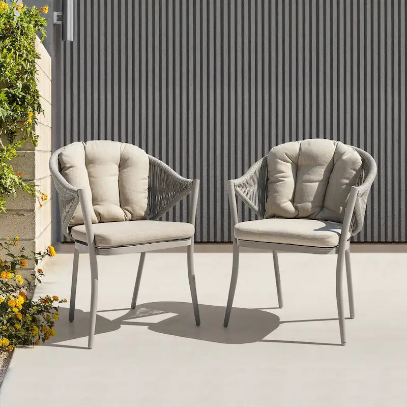 Two PCS Assembled Wicker chairs with cushions