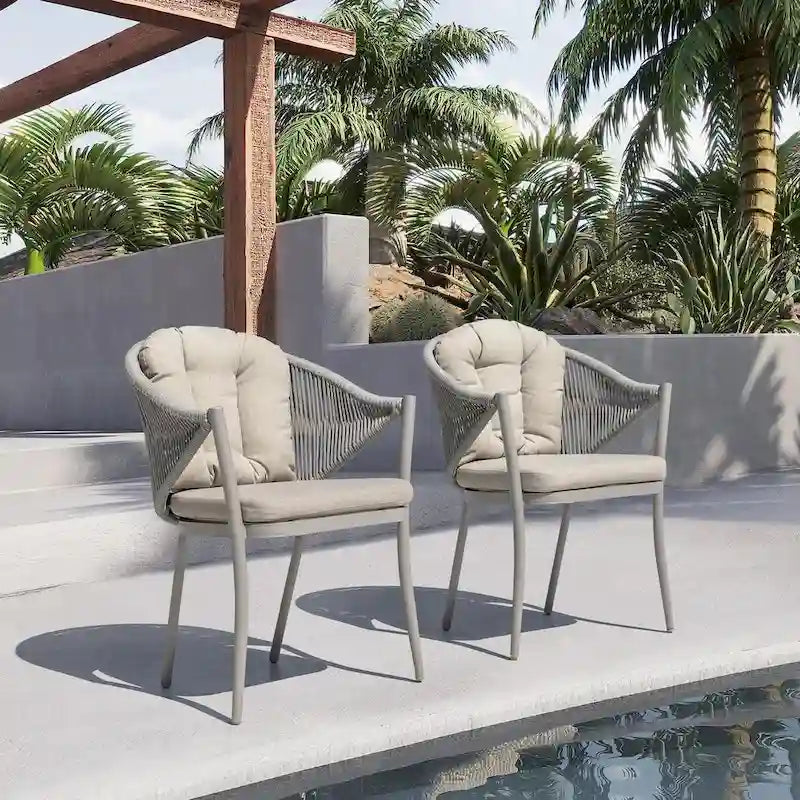 Two PCS Assembled Wicker chairs with cushions