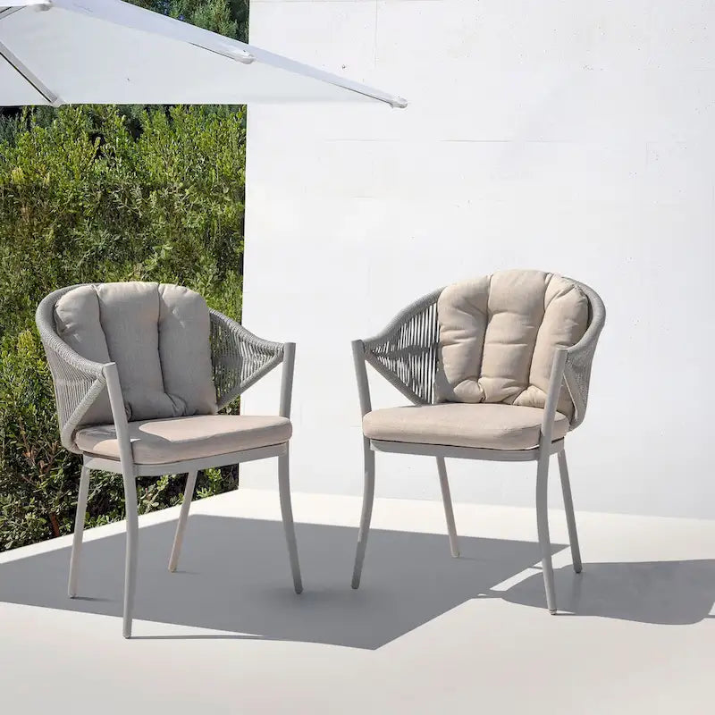 Two PCS Assembled Wicker chairs with cushions