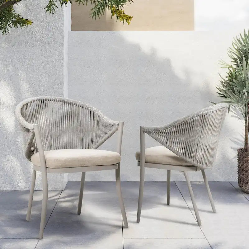 Two PCS Assembled Wicker chairs with cushions