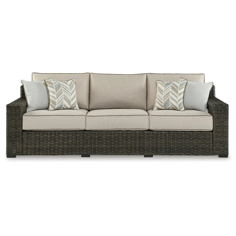 Signature Design by Ashley Coastline Bay Brown Outdoor Sofa with Cushion - 97.38 W x 36 D x 36 H