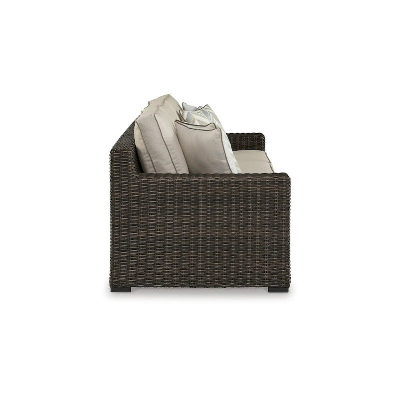 Signature Design by Ashley Coastline Bay Brown Outdoor Sofa with Cushion - 97.38 W x 36 D x 36 H