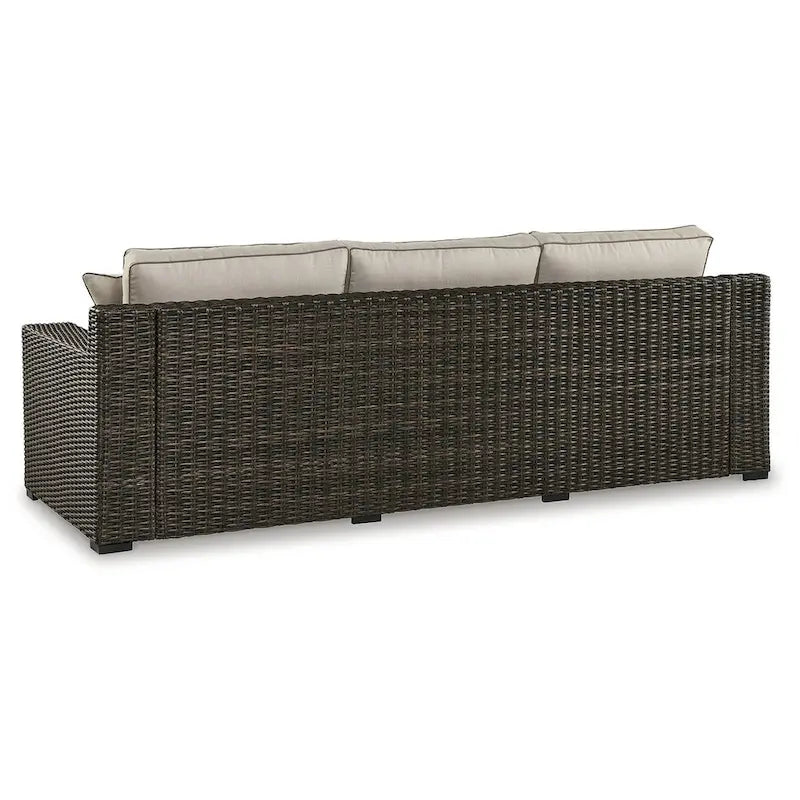 Signature Design by Ashley Coastline Bay Brown Outdoor Sofa with Cushion - 97.38 W x 36 D x 36 H