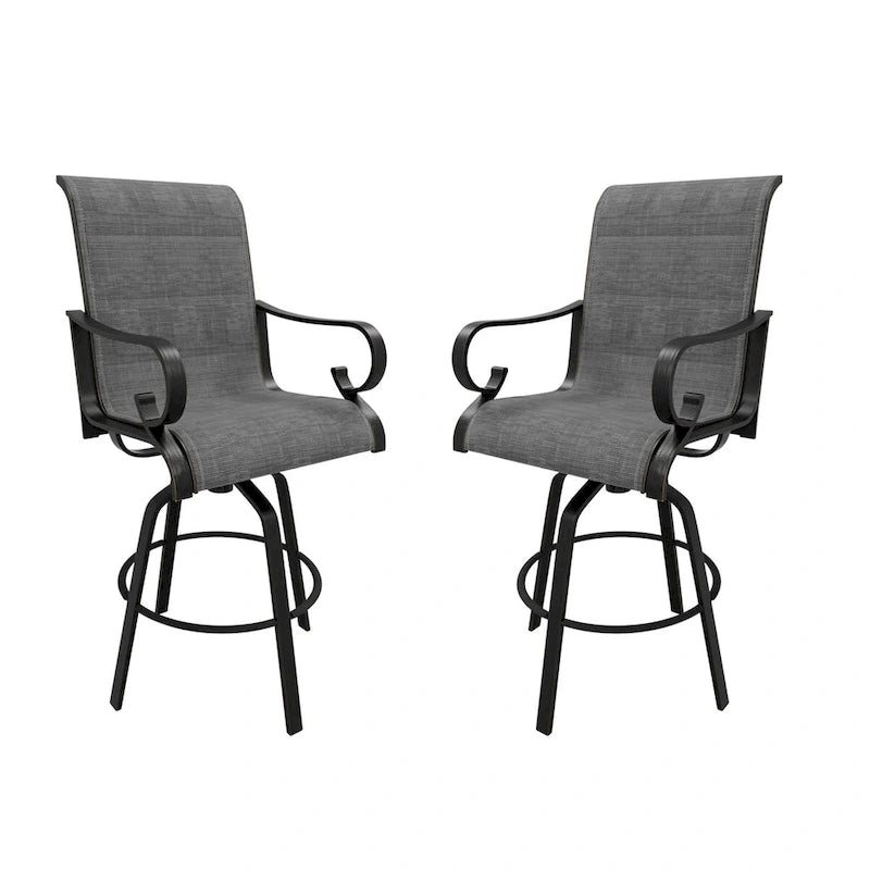 Outdoor Patio Grey Aluminum Swivel Bar Stools (Set of 2)