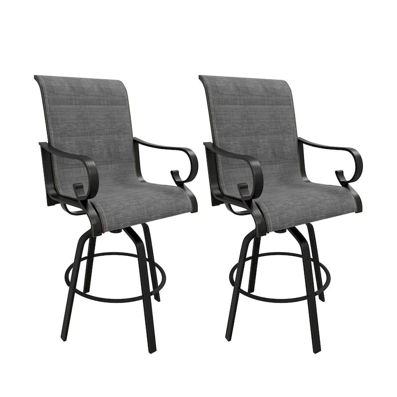 Outdoor Patio Grey Aluminum Swivel Bar Stools (Set of 2)
