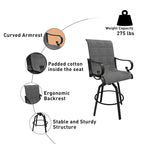 Outdoor Patio Grey Aluminum Swivel Bar Stools (Set of 2)