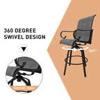 Outdoor Patio Grey Aluminum Swivel Bar Stools (Set of 2)