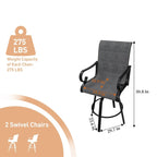 Outdoor Patio Grey Aluminum Swivel Bar Stools (Set of 2)