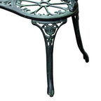 Outsunny Outdoor Bench, Cast Aluminum Outdoor Furniture, Metal Bench with Floral Rose Accent & Antique Finish, Green