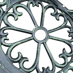 Outsunny Outdoor Bench, Cast Aluminum Outdoor Furniture, Metal Bench with Floral Rose Accent & Antique Finish, Green