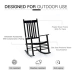 Outdoor High Back Wood Rocking Chair with Smooth Armrests