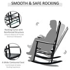 Outdoor High Back Wood Rocking Chair with Smooth Armrests