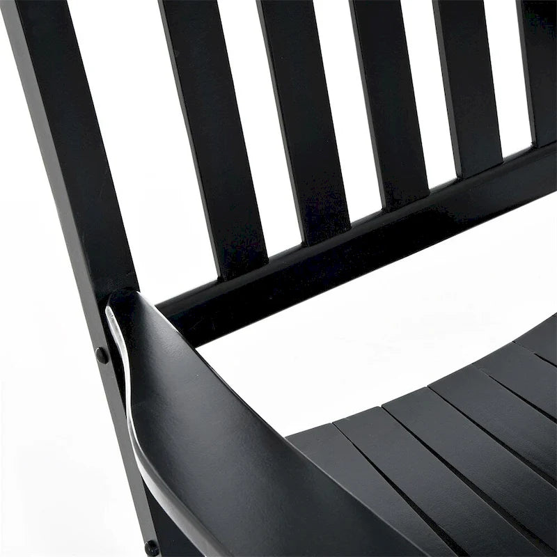 Outdoor High Back Wood Rocking Chair with Smooth Armrests