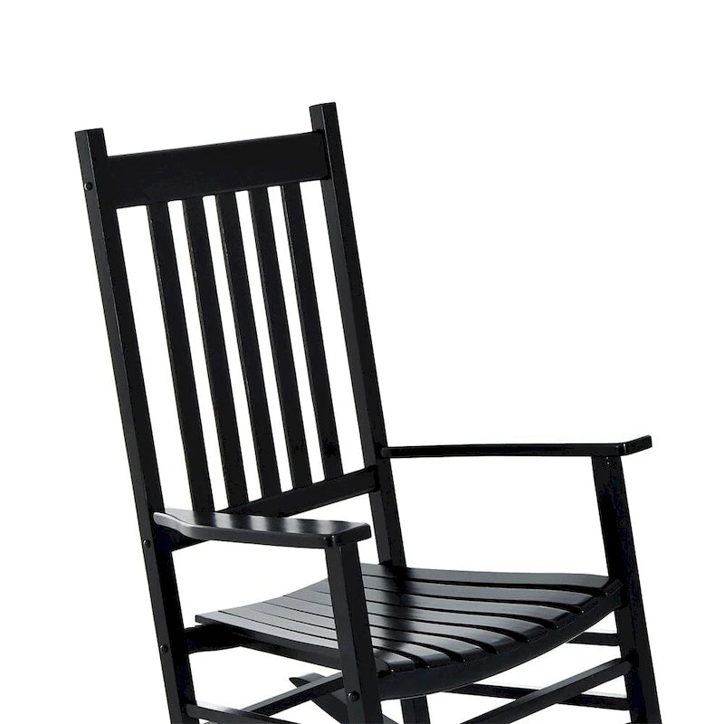 Outdoor High Back Wood Rocking Chair with Smooth Armrests