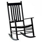 Outdoor High Back Wood Rocking Chair with Smooth Armrests